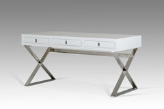 21" White Crocodile Mdf And Steel Desk - Homeroots