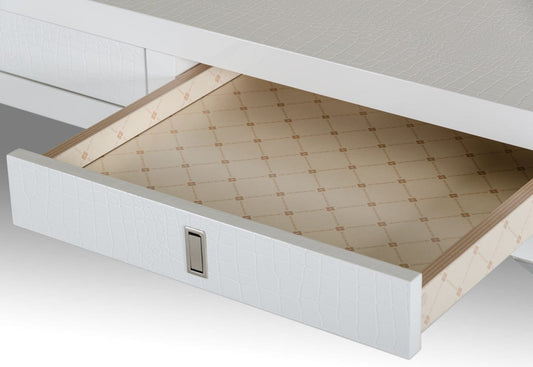 21" White Crocodile Mdf And Steel Desk - Homeroots