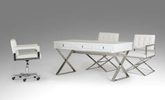21" White Crocodile Mdf And Steel Desk - Homeroots