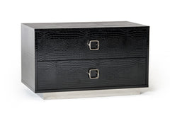 Croc Black Lacquer Faux Crocodile 2 Drawer Nightstand - Homeroots