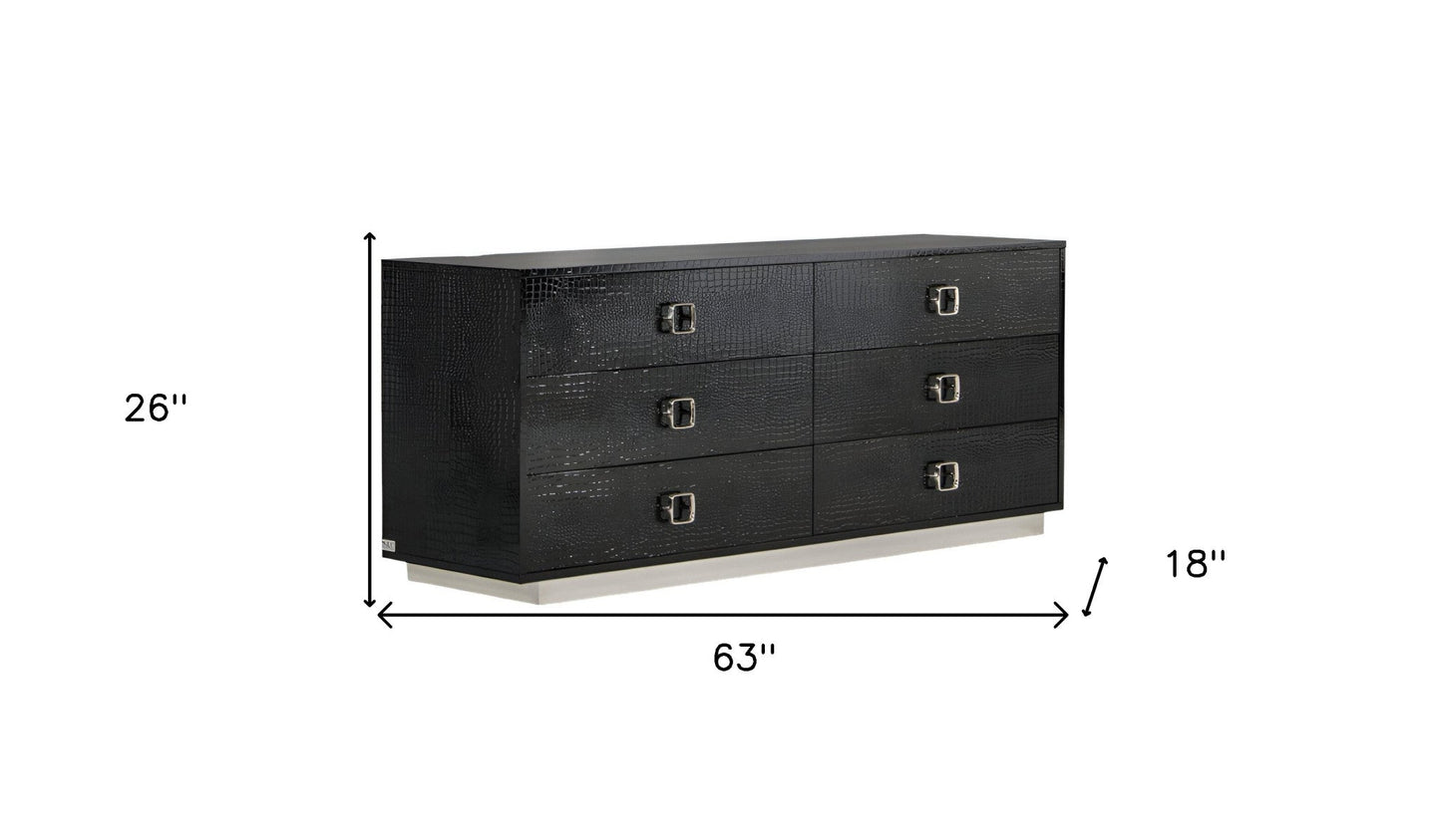 63" Black Six Drawer Double Dresser - Homeroots - Flyclothing LLC