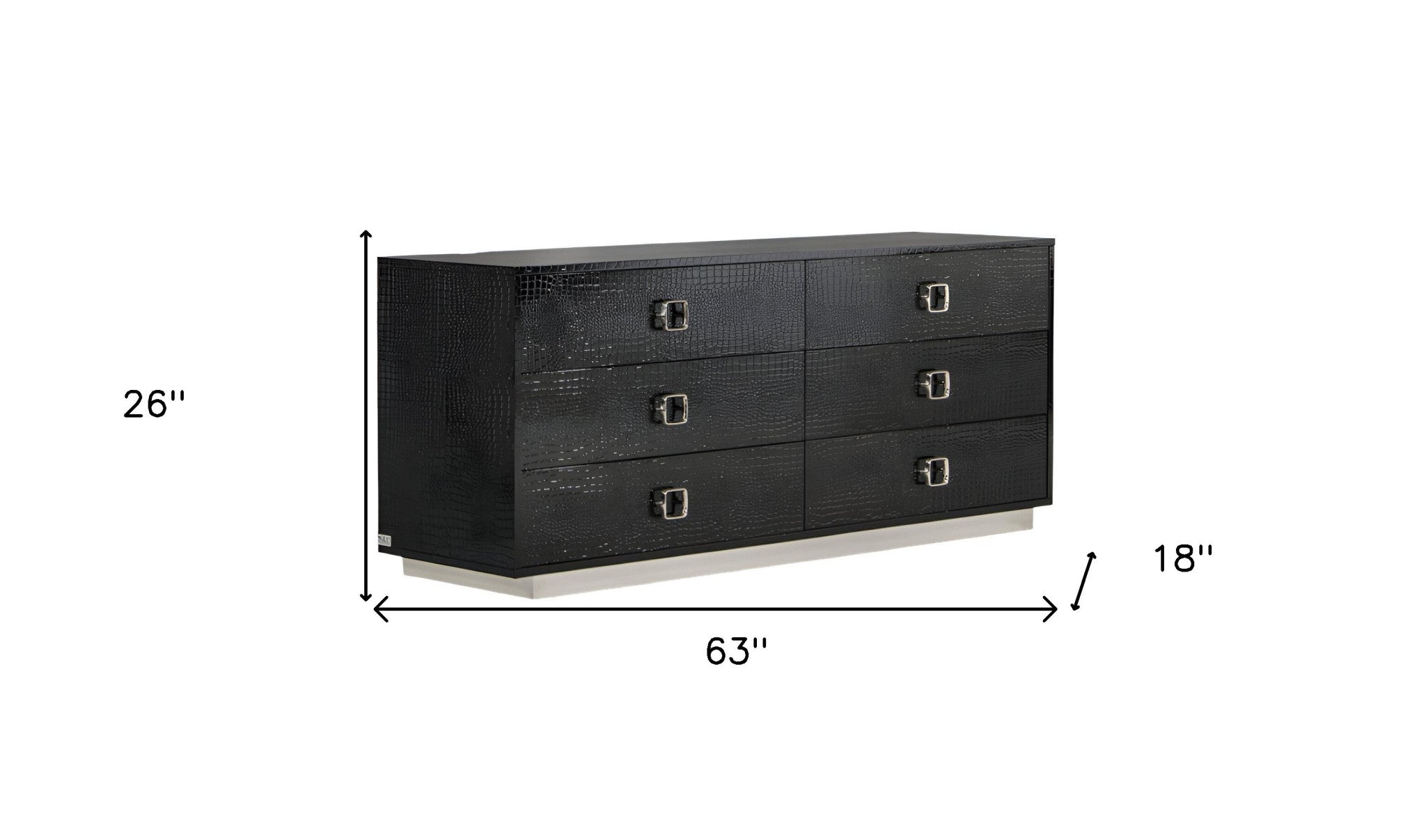 63" Black Six Drawer Double Dresser - Homeroots - Flyclothing LLC