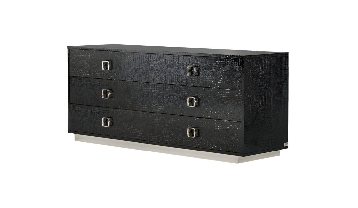 63" Black Six Drawer Double Dresser - Homeroots - Flyclothing LLC