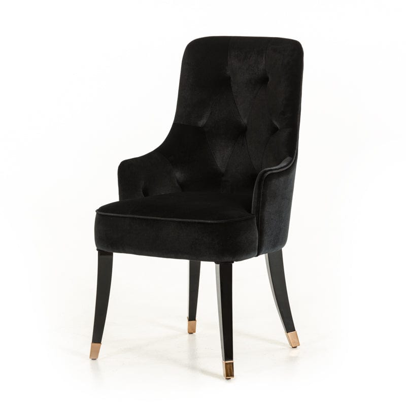 Black Upholstered Velvet Wing Back Dining Arm Chair - Homeroots
