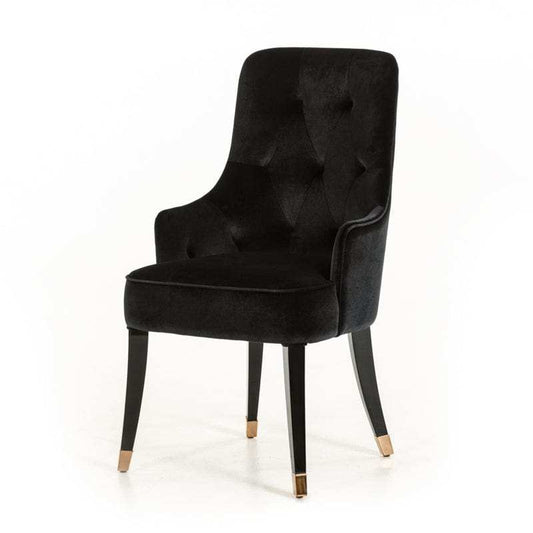 Black Upholstered Velvet Wing Back Dining Arm Chair - Homeroots - Flyclothing LLC