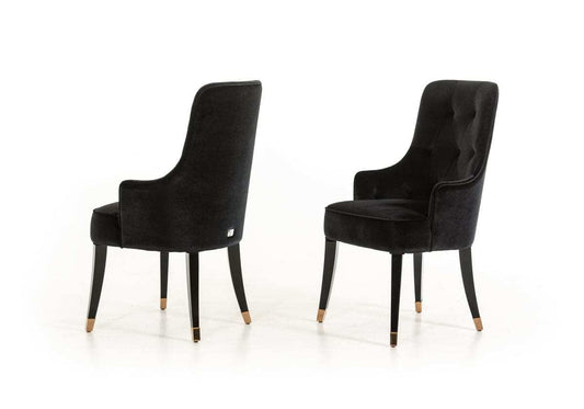 Black Upholstered Velvet Wing Back Dining Arm Chair - Homeroots - Flyclothing LLC