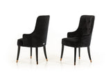 Black Upholstered Velvet Wing Back Dining Arm Chair - Homeroots