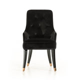 Black Upholstered Velvet Wing Back Dining Arm Chair - Homeroots