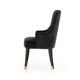 Black Upholstered Velvet Wing Back Dining Arm Chair - Homeroots