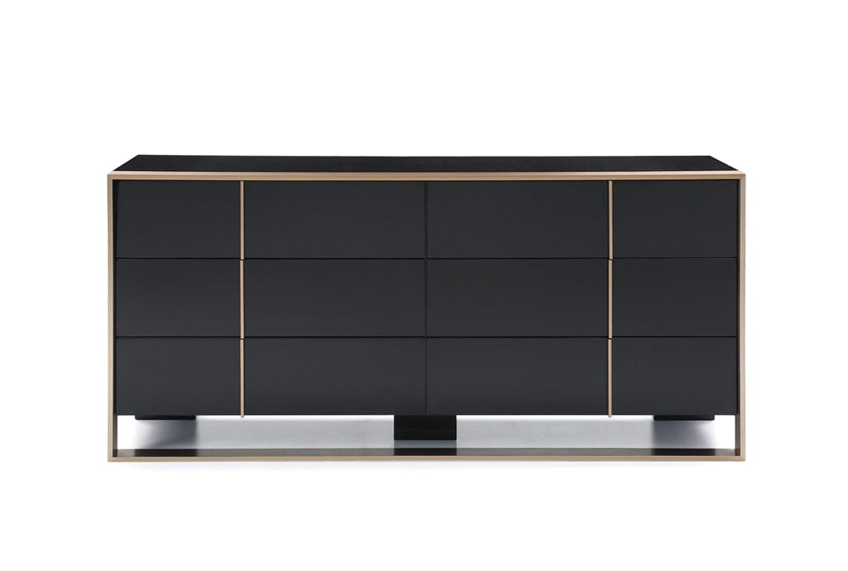 29" Black And Brushed Bronze Dresser - Homeroots