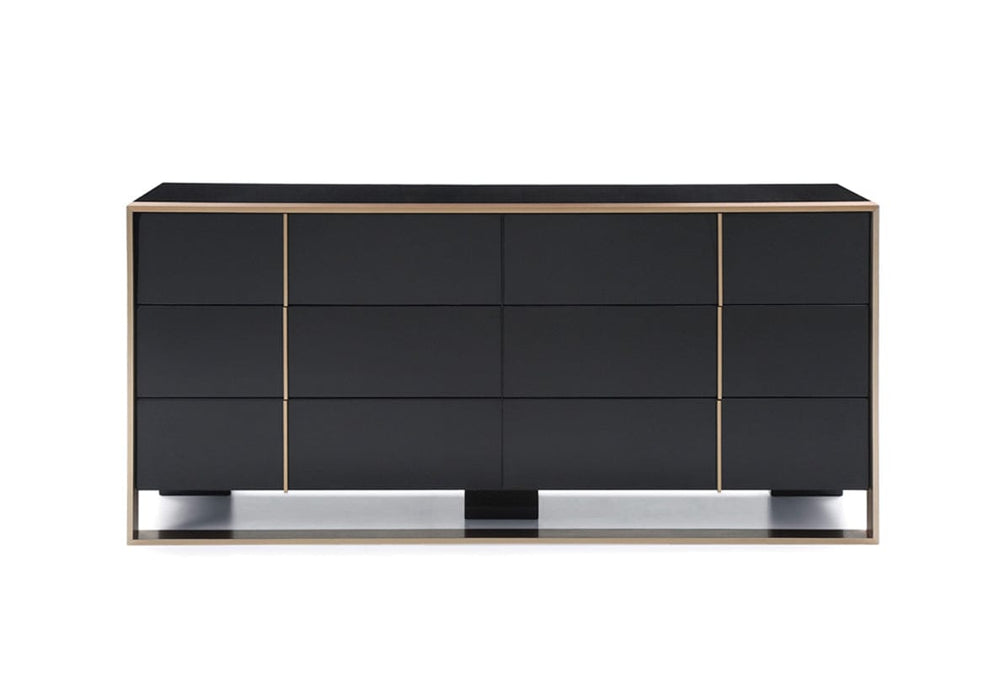 29" Black And Brushed Bronze Dresser - Homeroots