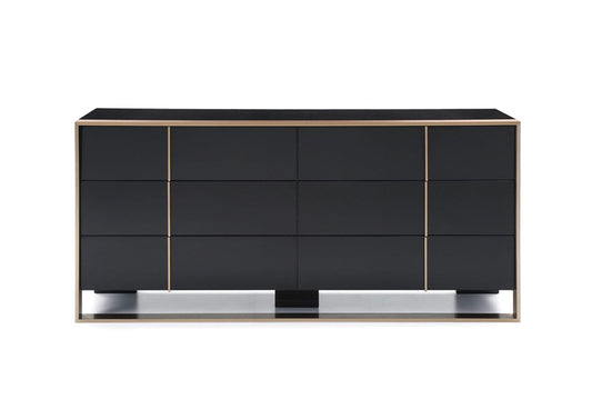 29" Black And Brushed Bronze Dresser - Homeroots