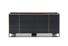 29" Black And Brushed Bronze Dresser - Homeroots