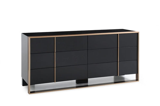 29" Black And Brushed Bronze Dresser - Homeroots