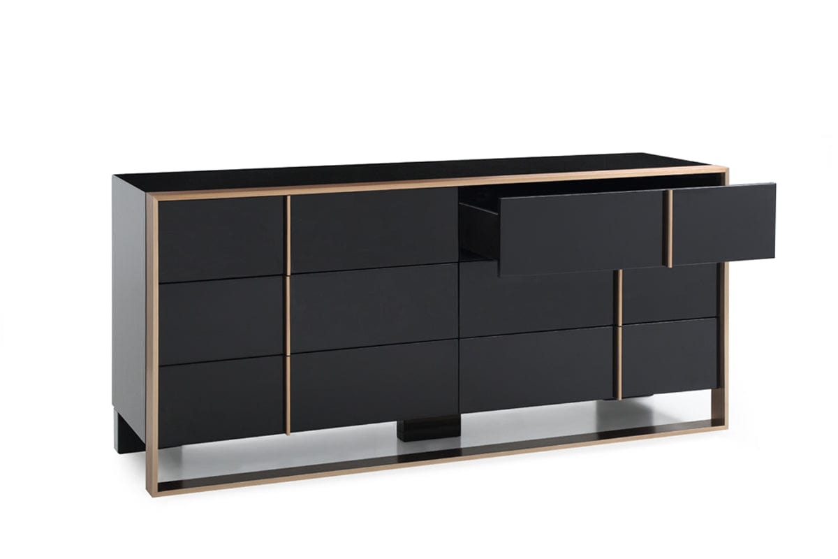 29" Black And Brushed Bronze Dresser - Homeroots