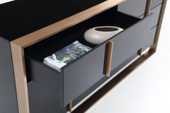 29" Black And Brushed Bronze Dresser - Homeroots