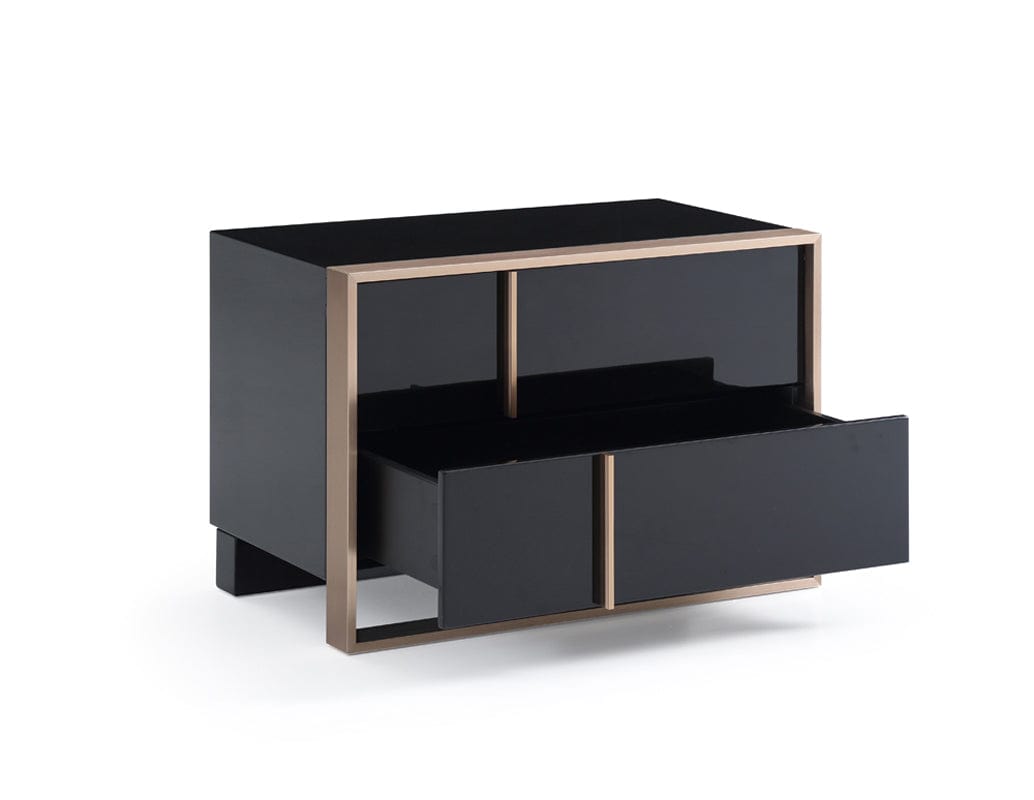 20" Black Two Drawers Nightstand - Homeroots