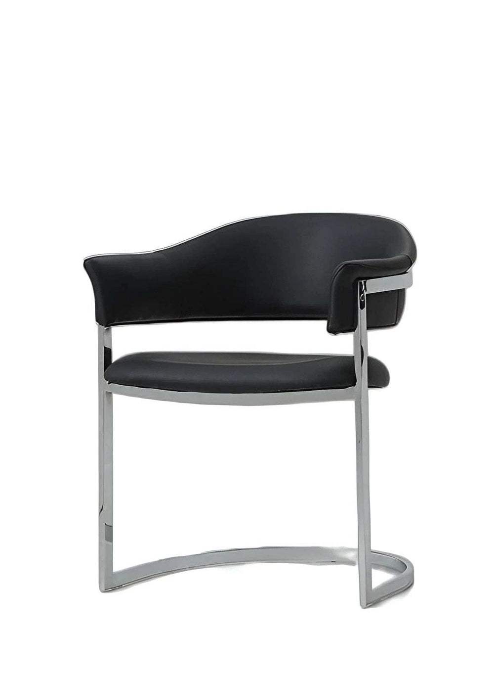 Black And Silver Upholstered Faux Leather Open Back Dining Arm Chair - Homeroots - Flyclothing LLC
