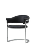Black And Silver Upholstered Faux Leather Open Back Dining Arm Chair - Homeroots