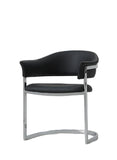 Black And Silver Upholstered Faux Leather Open Back Dining Arm Chair - Homeroots