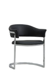 Black And Silver Upholstered Faux Leather Open Back Dining Arm Chair - Homeroots