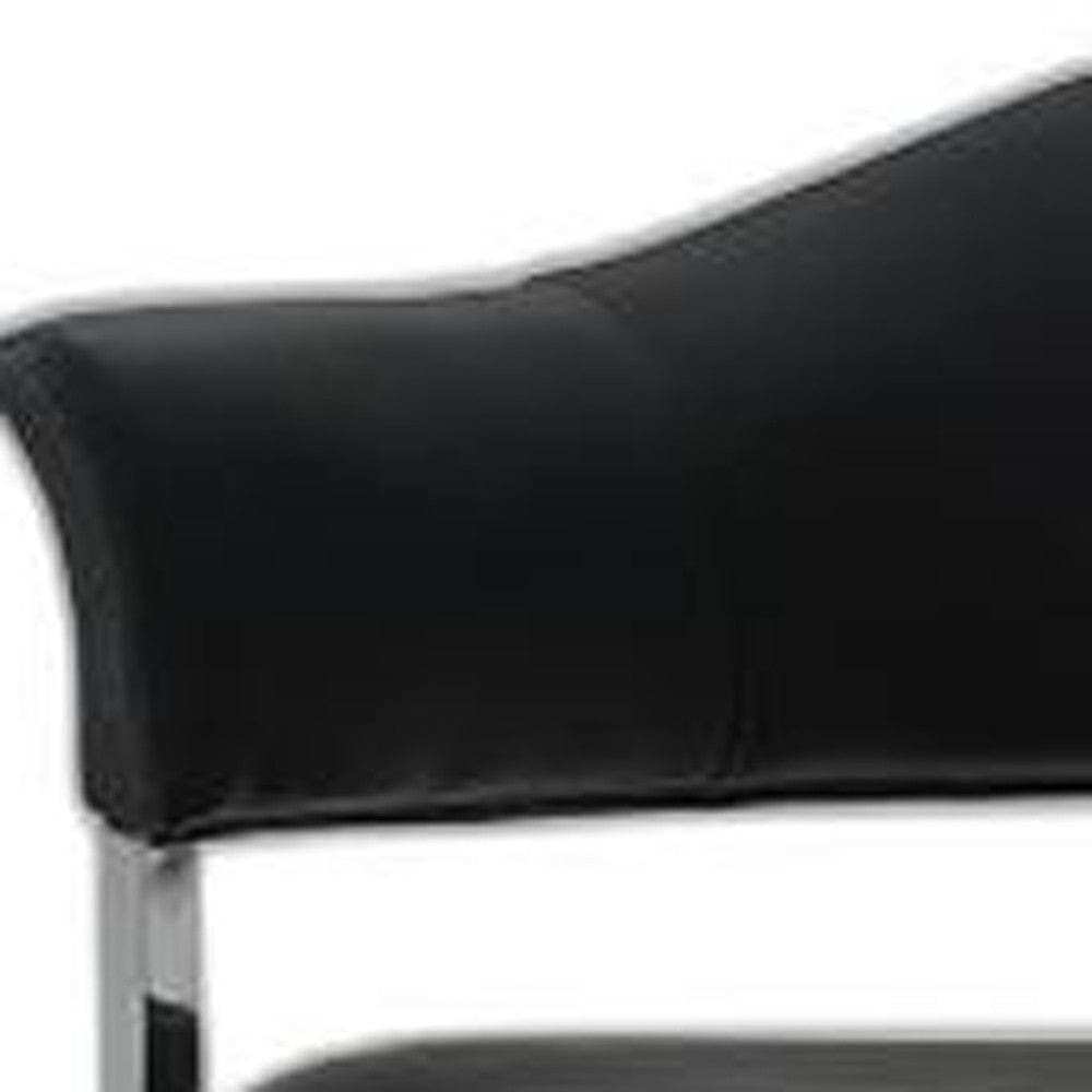 Black And Silver Upholstered Faux Leather Open Back Dining Arm Chair - Homeroots - Flyclothing LLC
