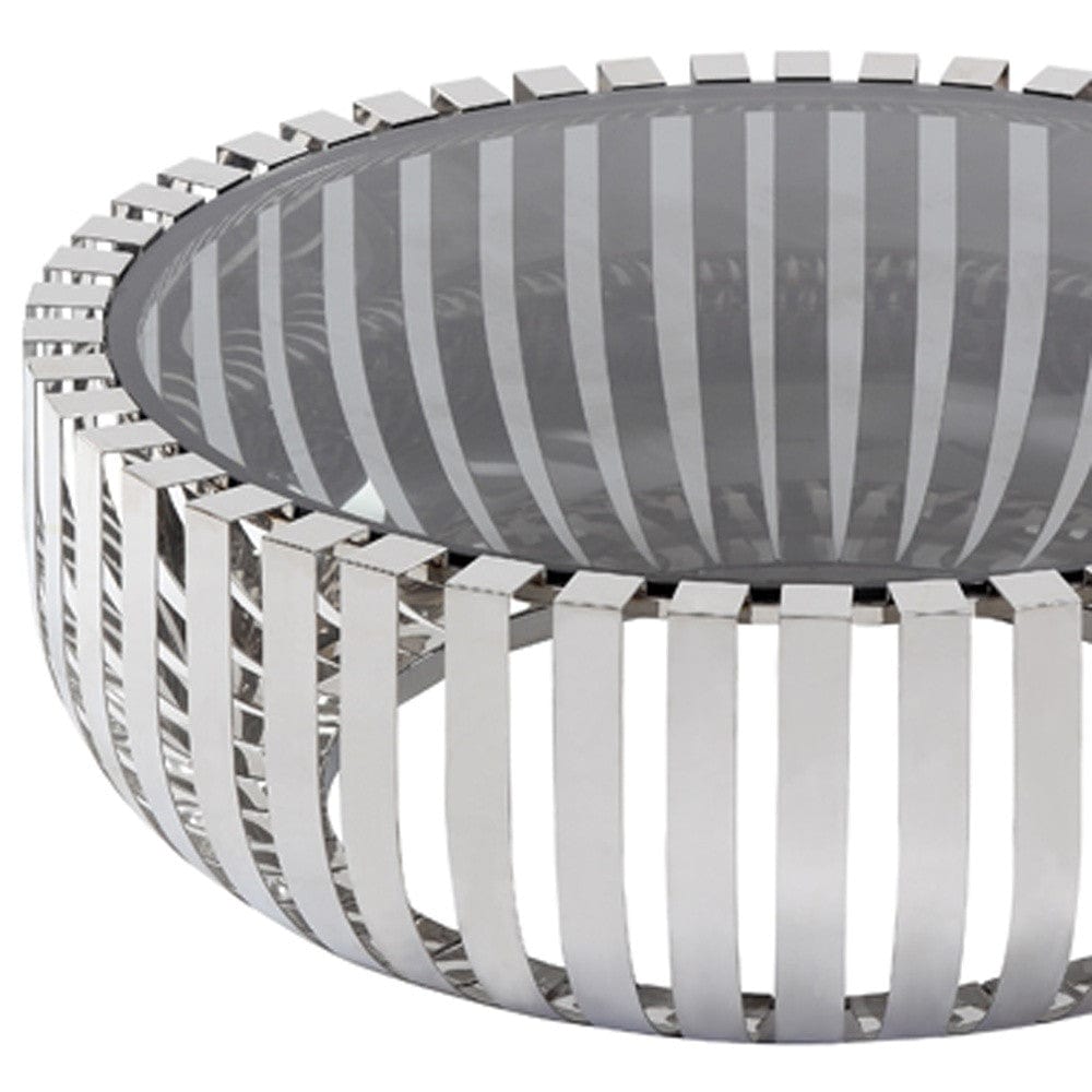 14" Glass And Stainless Steel Round Coffee Table - Homeroots