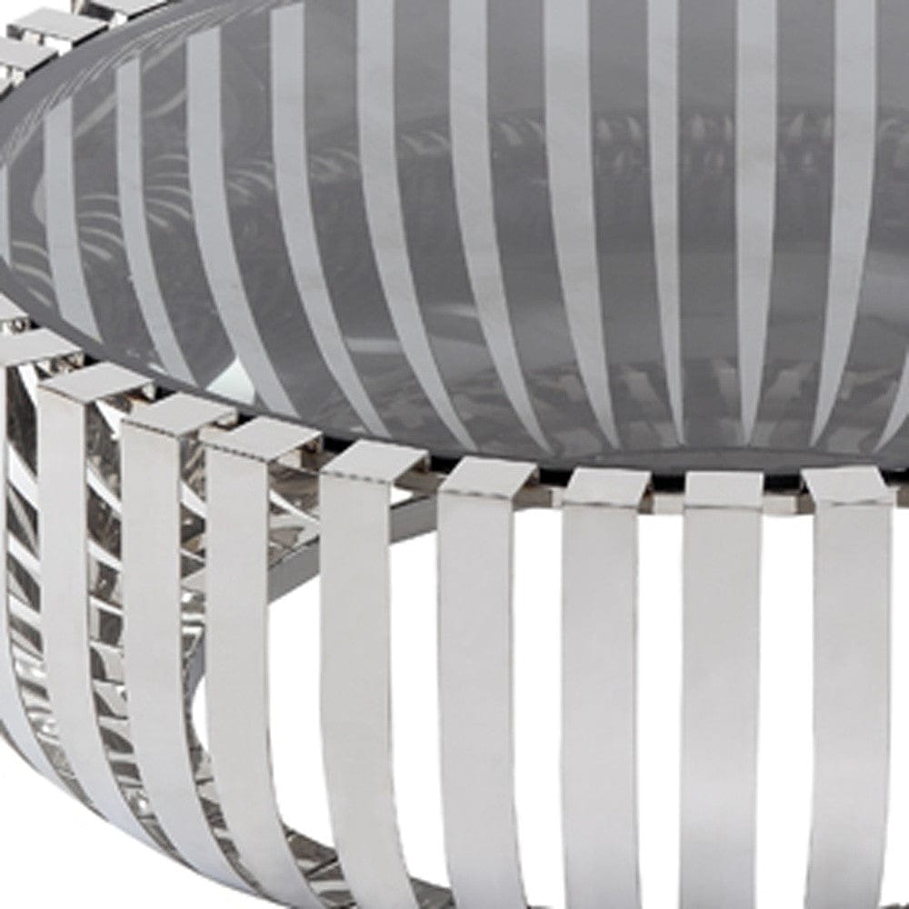 14" Glass And Stainless Steel Round Coffee Table - Homeroots