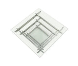 39" Clear And Silver Glass And Stainless Steel Square Coffee Table With Shelf - Homeroots
