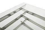 39" Clear And Silver Glass And Stainless Steel Square Coffee Table With Shelf - Homeroots