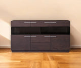 32" Brown Veneer And Glass Buffet - Homeroots