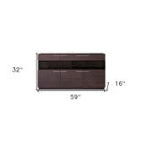 32" Brown Veneer And Glass Buffet - Homeroots - Flyclothing LLC