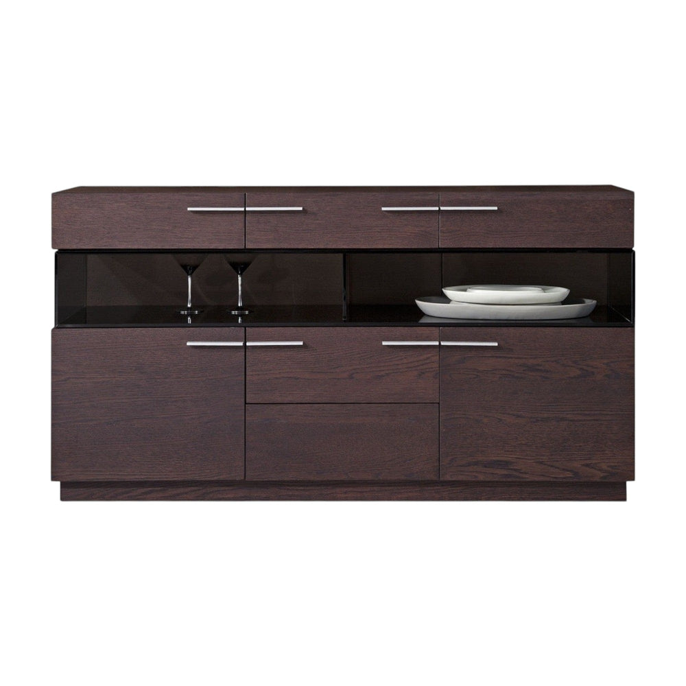32" Brown Veneer And Glass Buffet - Homeroots - Flyclothing LLC