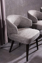 Gray And Black Upholstered Fabric Wing Back Dining Arm Chair - Homeroots - Flyclothing LLC