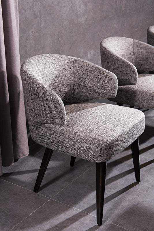Gray And Black Upholstered Fabric Wing Back Dining Arm Chair - Homeroots - Flyclothing LLC