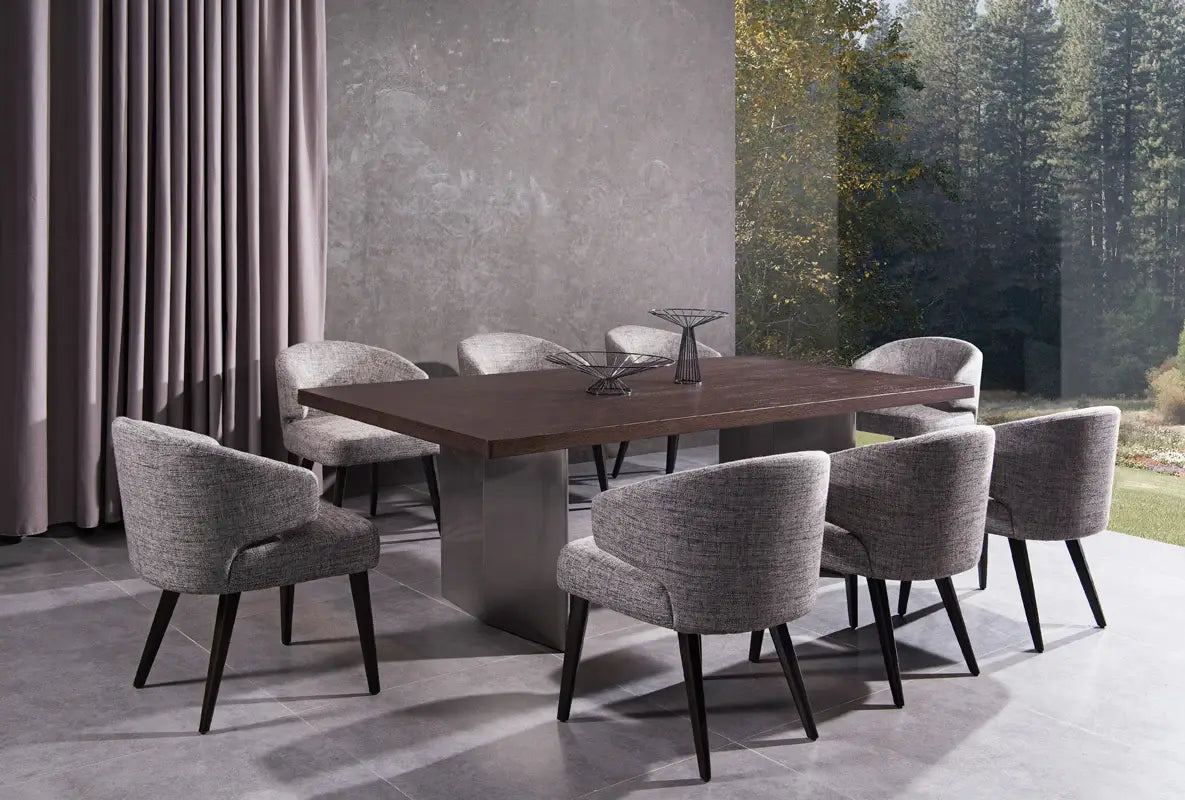 Gray And Black Upholstered Fabric Wing Back Dining Arm Chair - Homeroots - Flyclothing LLC