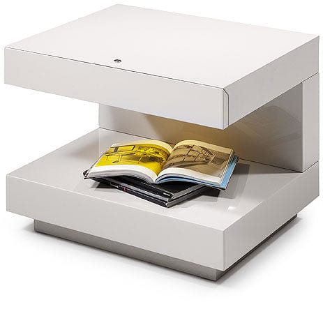 16" White Glossy Veneer Nightstand - Homeroots