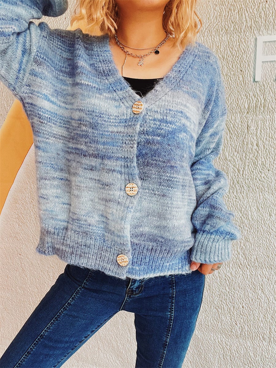 Button Up Long Sleeve Cardigan - Trendsi