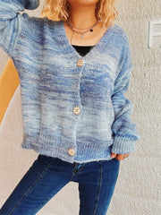 Button Up Long Sleeve Cardigan - Trendsi
