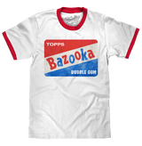 Topps Bazooka Bubble Gum Ringer T-Shirt- Red and White