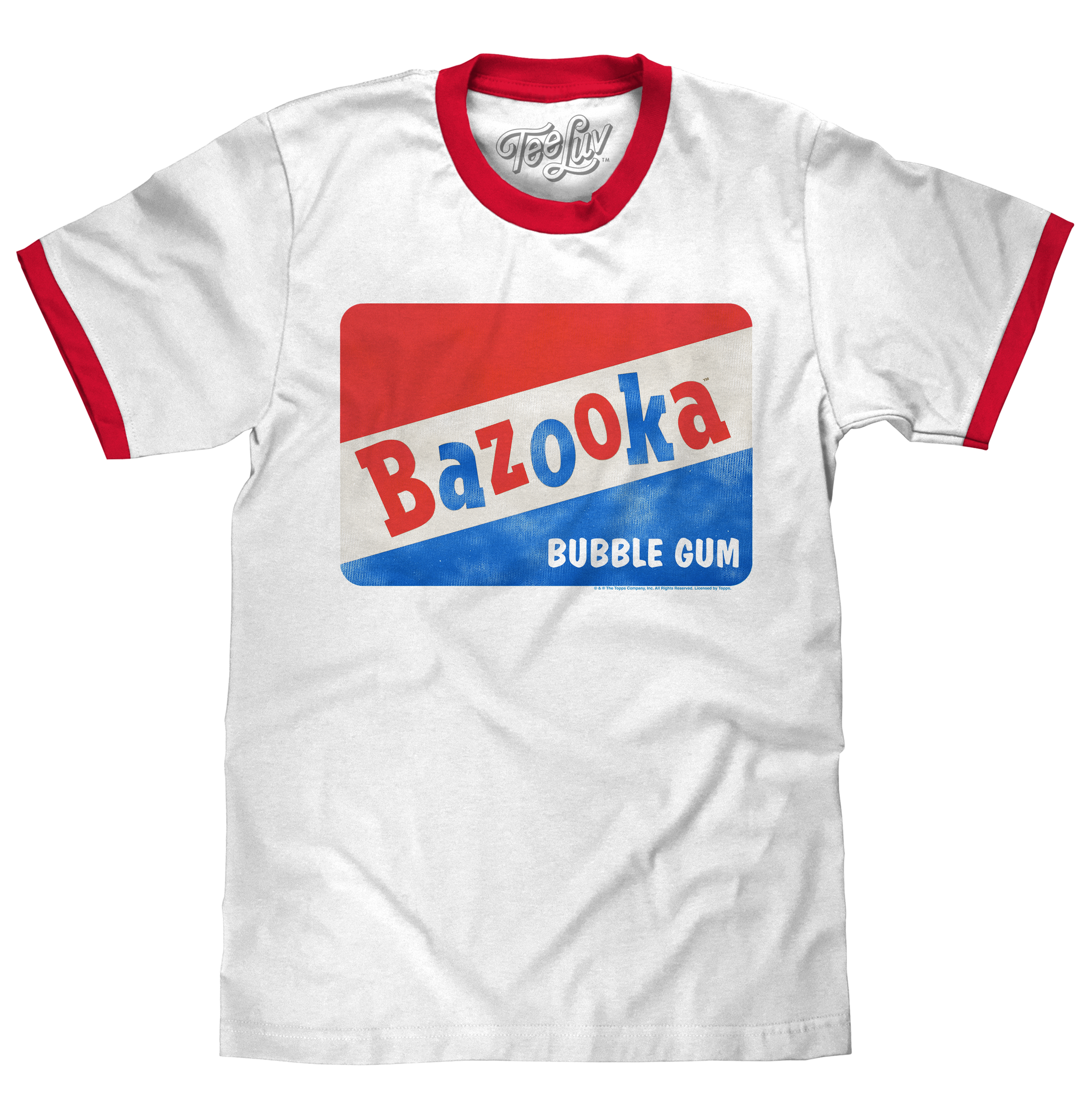 Topps Bazooka Bubble Gum Ringer T-Shirt- Red and White - Tee Luv - Flyclothing LLC