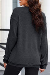 Glitter Ghost Round Neck Long Sleeve Sweatshirt - Trendsi - Flyclothing LLC