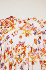 Printed Tie Neck Cap Sleeve Mini Dress - Trendsi - Flyclothing LLC