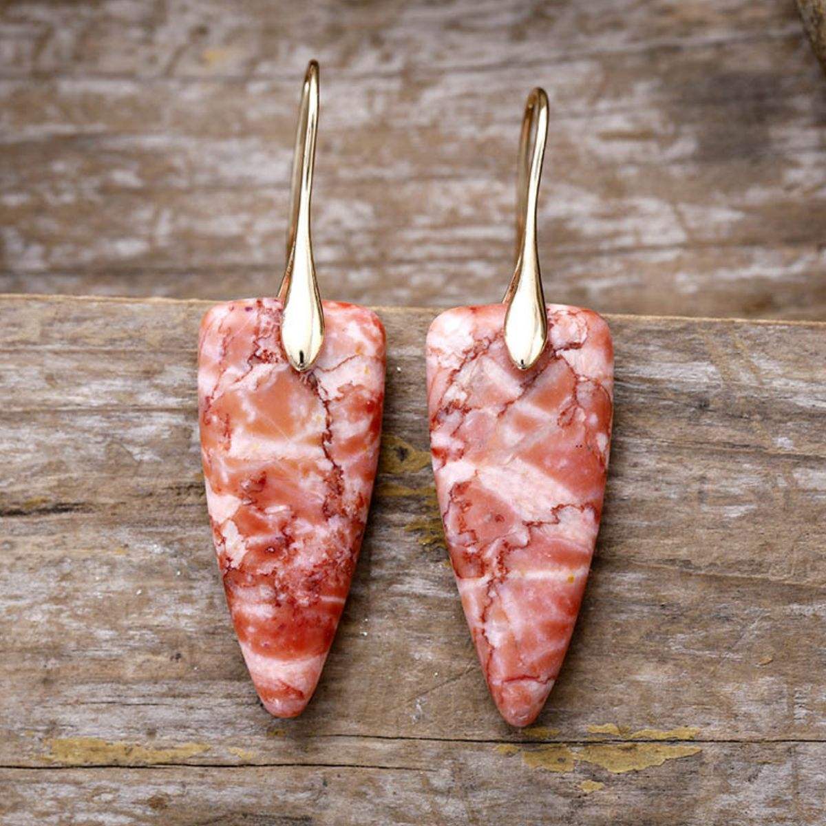 Natural Stone Geometric Shape Earrings - Trendsi - Flyclothing LLC