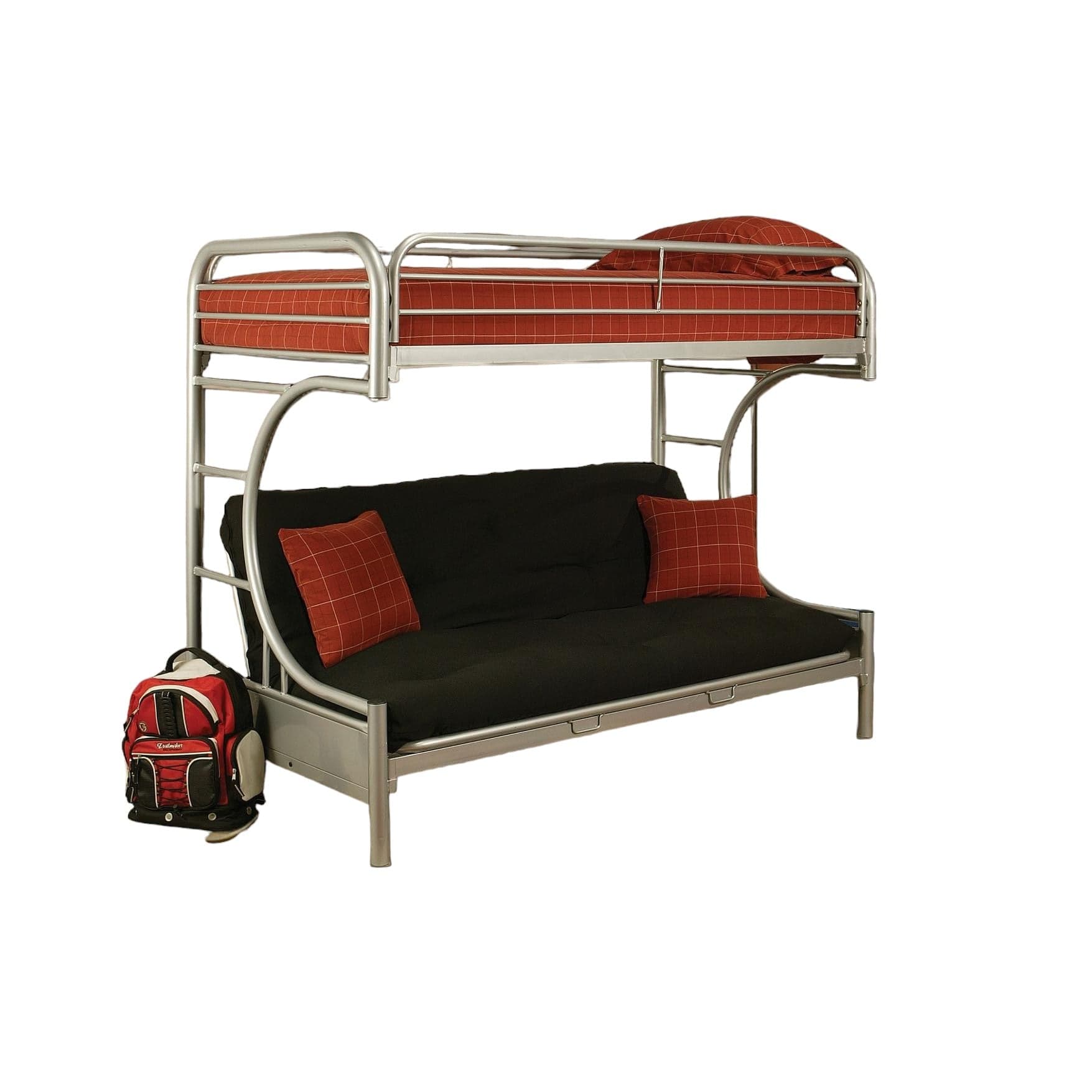 78" X 41" X 65" Twin Over Full Silver Metal Tube Bunk Bed - Homeroots