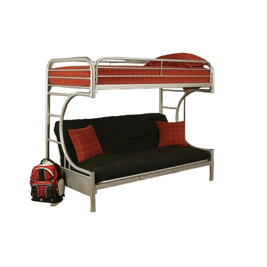 78" X 41" X 65" Twin Over Full Silver Metal Tube Bunk Bed - Homeroots