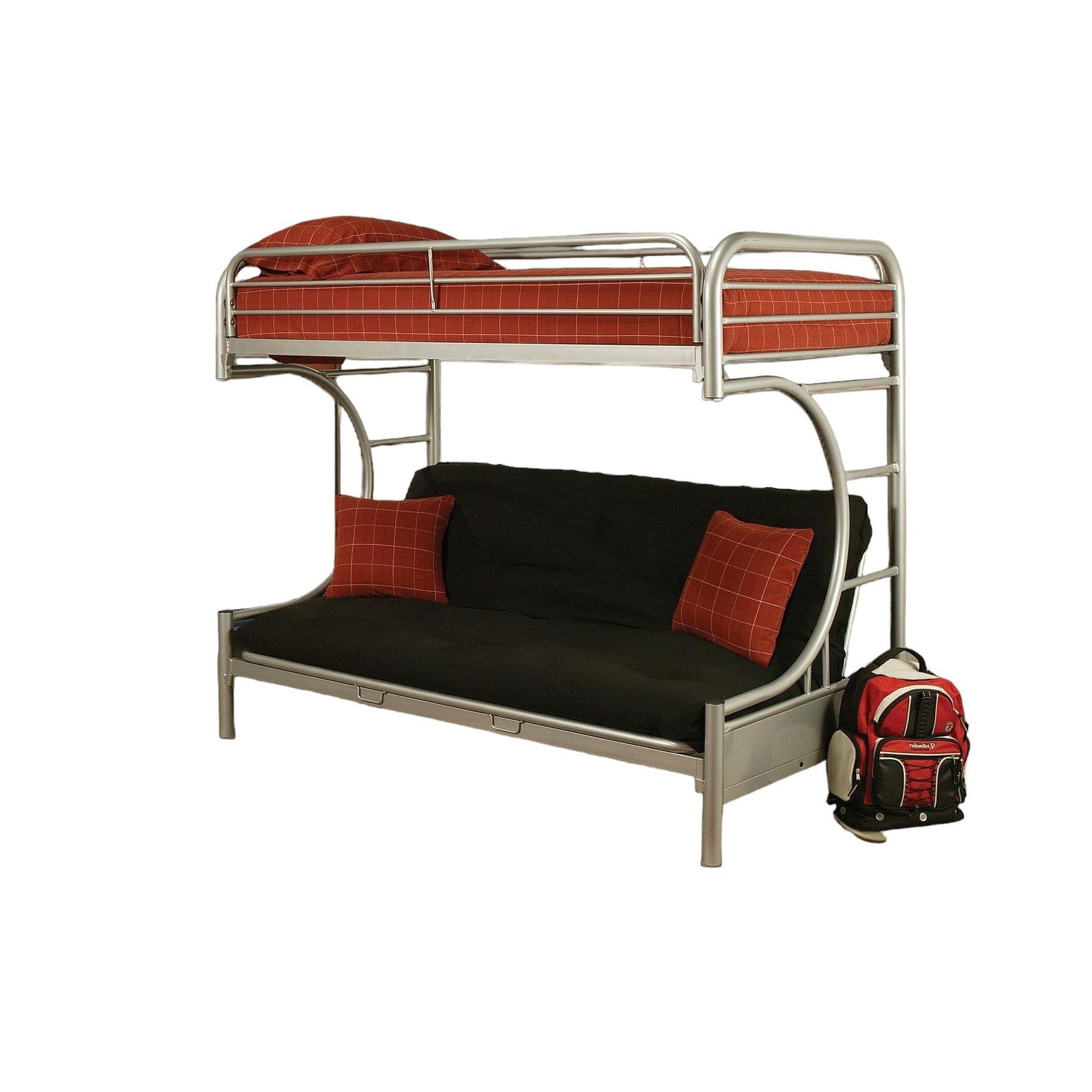 78" X 41" X 65" Twin Over Full Silver Metal Tube Bunk Bed - Homeroots