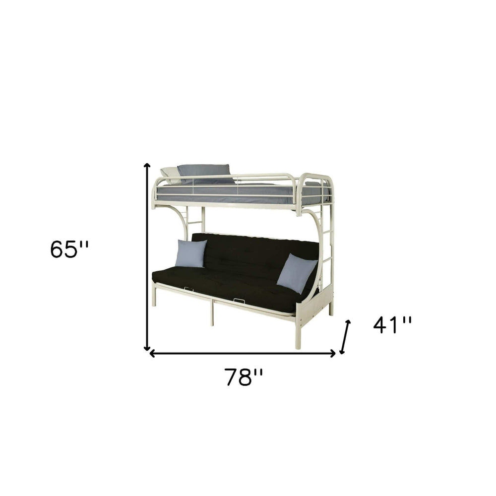 White Twin Contemporary Metal Bunk Bed - Homeroots - Flyclothing LLC