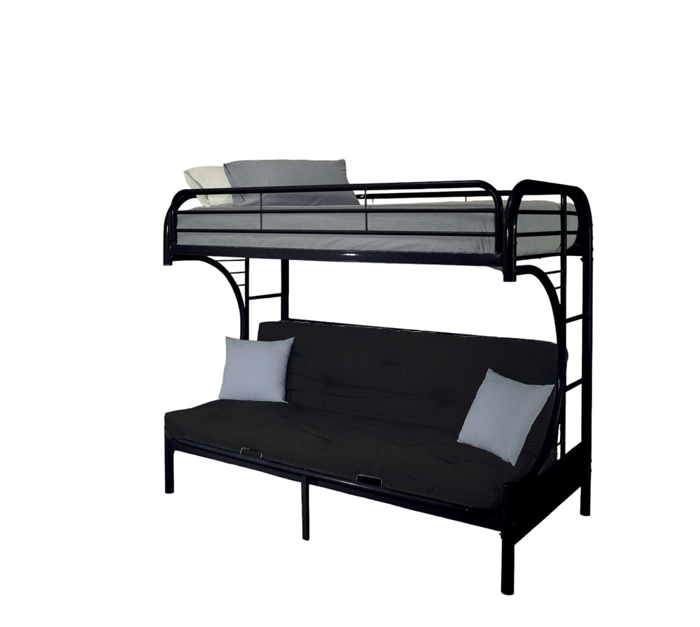 84" X 62" X 65" Twin Xl Over Queen Black Metal Tube Futon Bunk Bed - Homeroots - Flyclothing LLC