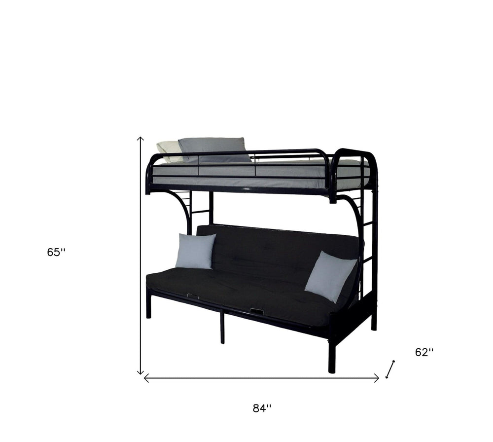 84" X 62" X 65" Twin Xl Over Queen Black Metal Tube Futon Bunk Bed - Homeroots - Flyclothing LLC